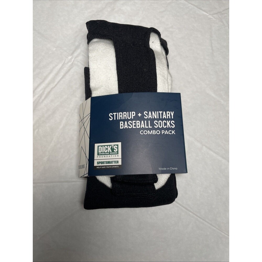 DSG Stirrup + Sanitary Baseball/Softball Socks Combo Pack Shoe Sz 8-13/L NEW